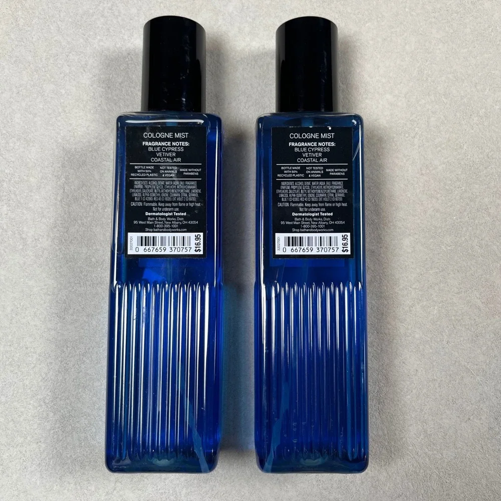 New Bath & Body Works Ocean Cologne Mist Men 8oz Blue 2 Bottles